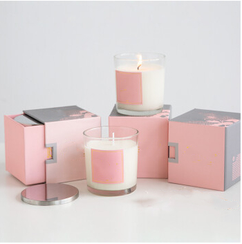 Rigid Cardboard Candle Packaging Box Vanishing Pink Printing FSC