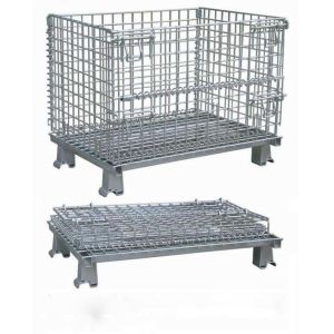 Moveable Foldable Wire Container , Steel Wire Cage With Galvanized Surface