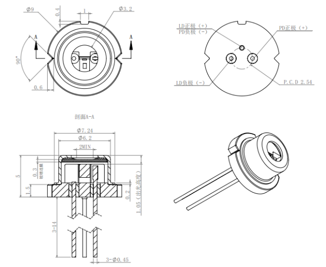 Compact Design TO Mount Laser Diode High Electro - Optical Effiency
