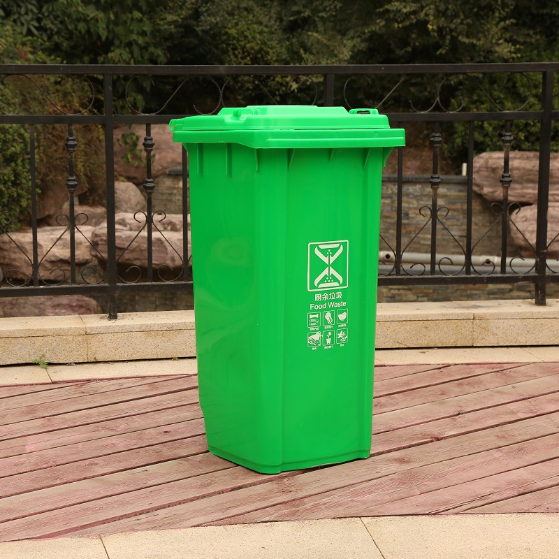 Modern 90L 23 Gallon Park Street Outdoor Plastic Rectangular Wheeled Recycling Bin Trash Can