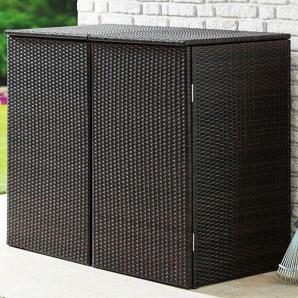 City Squares Environmentally Friendly Beautiful and Timeless Design Materials Steel Frame Rattan Rubbish Trash Can Cover