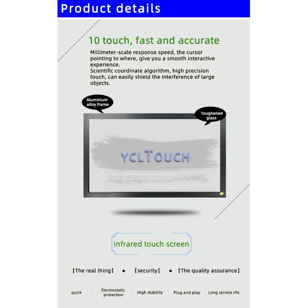 17 Inch Infrared Multi Touch Screen Overlay Kit 10 Points IR Touch Panel With Glass
