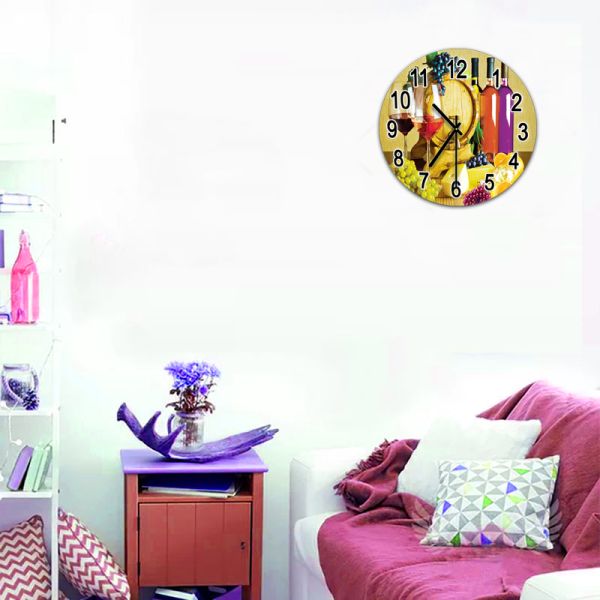 Decorative Custom Small Decor Decoration Bedroom UV Clock Glass Wall Large Sublimation Everyday