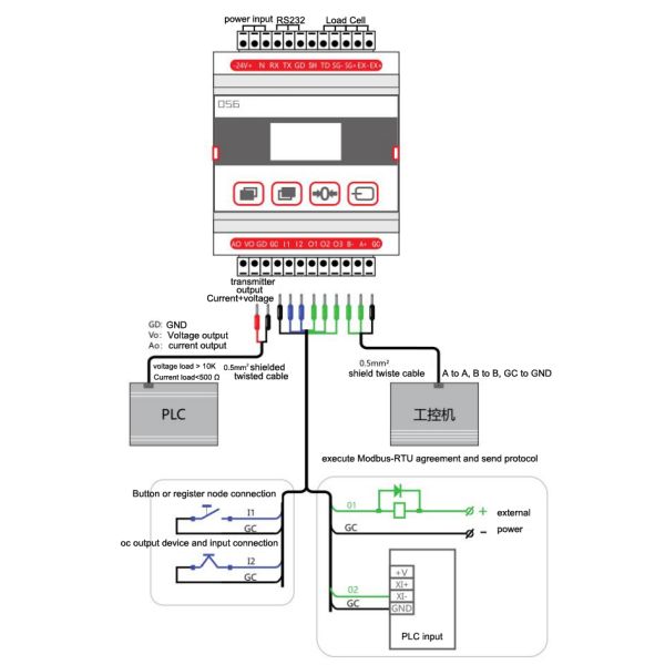 Signal Hole Voltage 10-45AC/DC DST DS056 Load Cell Weight Sensor Controller 4-20mA RS485 Output for Heavy-Duty Weighing