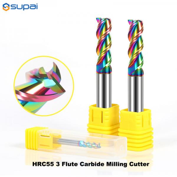 Quality Carbide Cutting Tools 3flutes Colorful Coating for Aluminium HRC55 Milling Cutter for Wood Acrylic Copper Plastic for sale