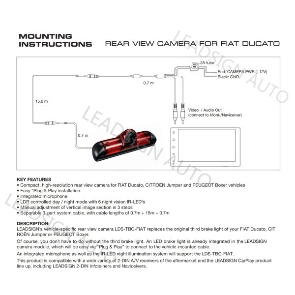 Utility Vehicles 3rd Brake Light Camera , Rear View Camera From FIAT Ducato