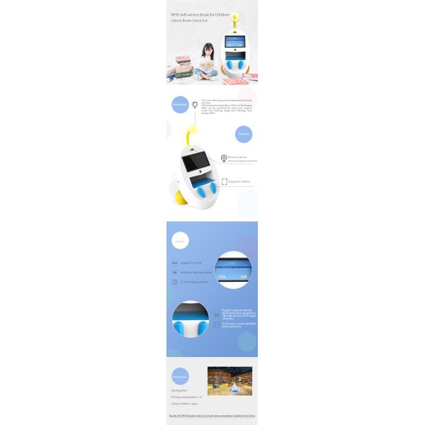 15'' Book Borrow And Return RFID Kiosk Machine With Thermal Printer RFID In Library Self Service Kiosks