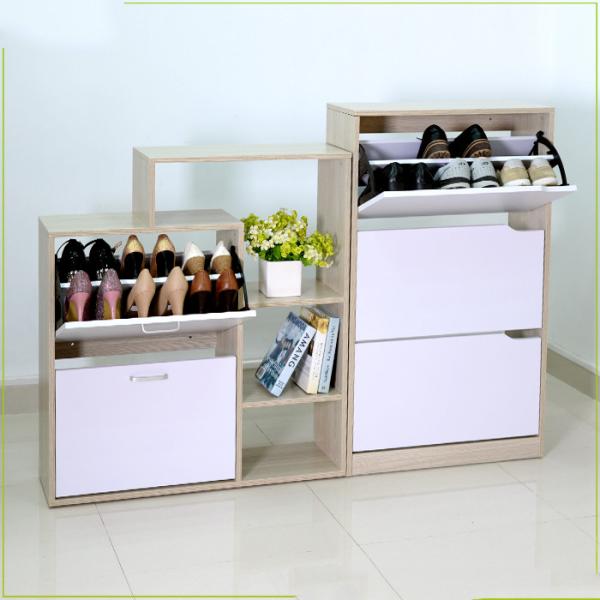 Quality KD package Drawable 93cm Oak Wooden Shoe Rack Cabinet for sale
