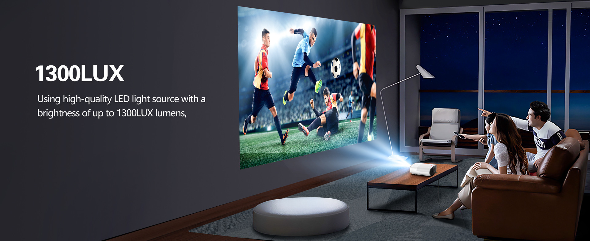 Flyin Q7 LCD LED Lamps Android Projector Built-In Stereo Speaker US EURO Plug