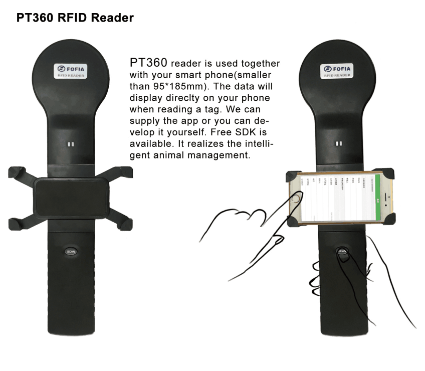 Long Range Handheld Ear Tag Reader With Lithium Battery Power Supply ISO11784 -Rfid Reader Handheld