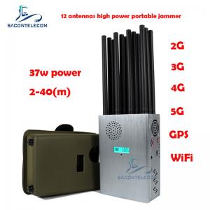 Buy cheap High Power 37w Mobile Phone Signal Jammer 12 Antennas 2G 3G 4G 5G Portable Jammer product