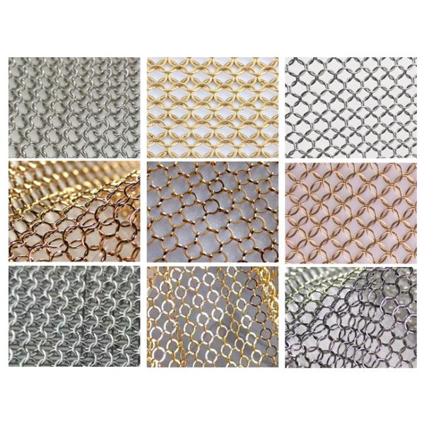 ODM Golden Metal Ring Mesh Decorative Fence 3.8mm Chain Mail Mesh