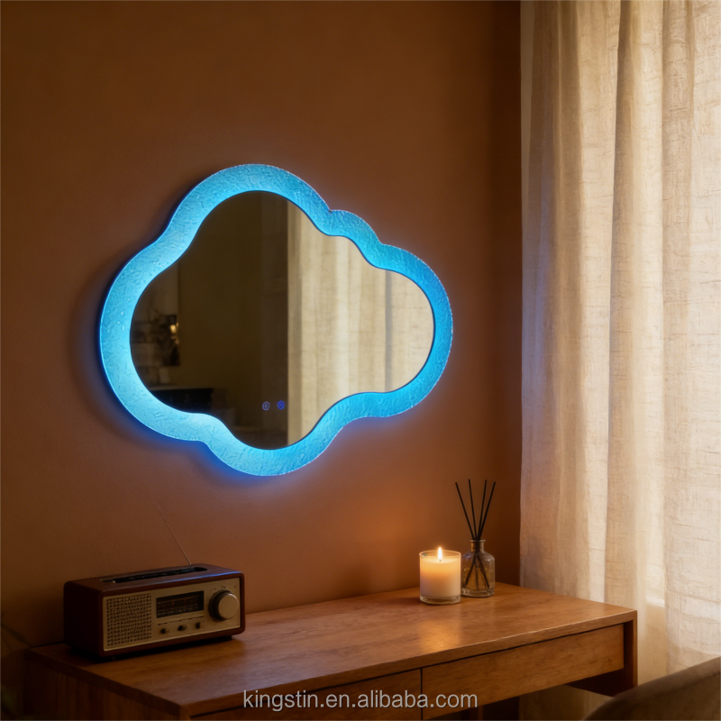 Kingstin Minimalist Floating Cloud Mirror | Custom RGB Smart Touch LED Vanity Mirror