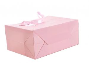 Buy cheap Pink Color Paper Shopping Bags Vivid Accurate Printing OEM / ODM Available product