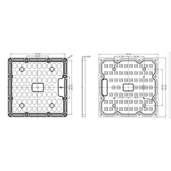 150lm/w 50w SMD3030 Square LED Module Led Street Light Lens For Led Street Light