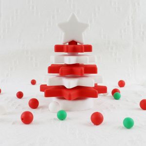 Babe Soft Silicone Stacking Rings Blocks With Christmas Tree Shape