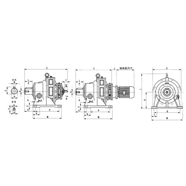BWD/XWD cycloid speed reducer gearbox with electric motor