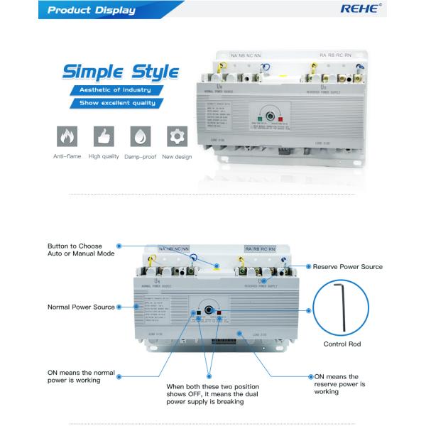 ATSQ2 Series Intelligent MCCB type double power changeover switch 100 amp changeover switch