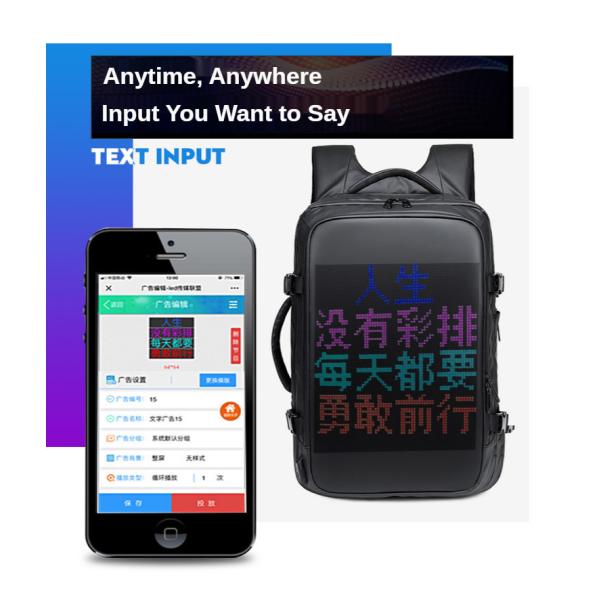 ISO9001 28 Litre Smart LED Backpack Waterproof Travel Bag