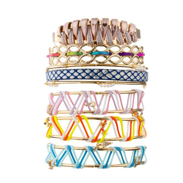 Shiny Pink Real Handmade Leather Bracelet Braided In Dual Colors With Brass Gold