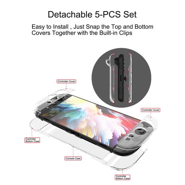 Detachable PC Left & Right Joy-con + Dockable Middle Frame Protective Cover Case Kit for Nintendo Switch 2