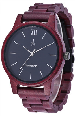 Made out of Red sandal wood 100% nature wooden case with custom dial leather watch strap