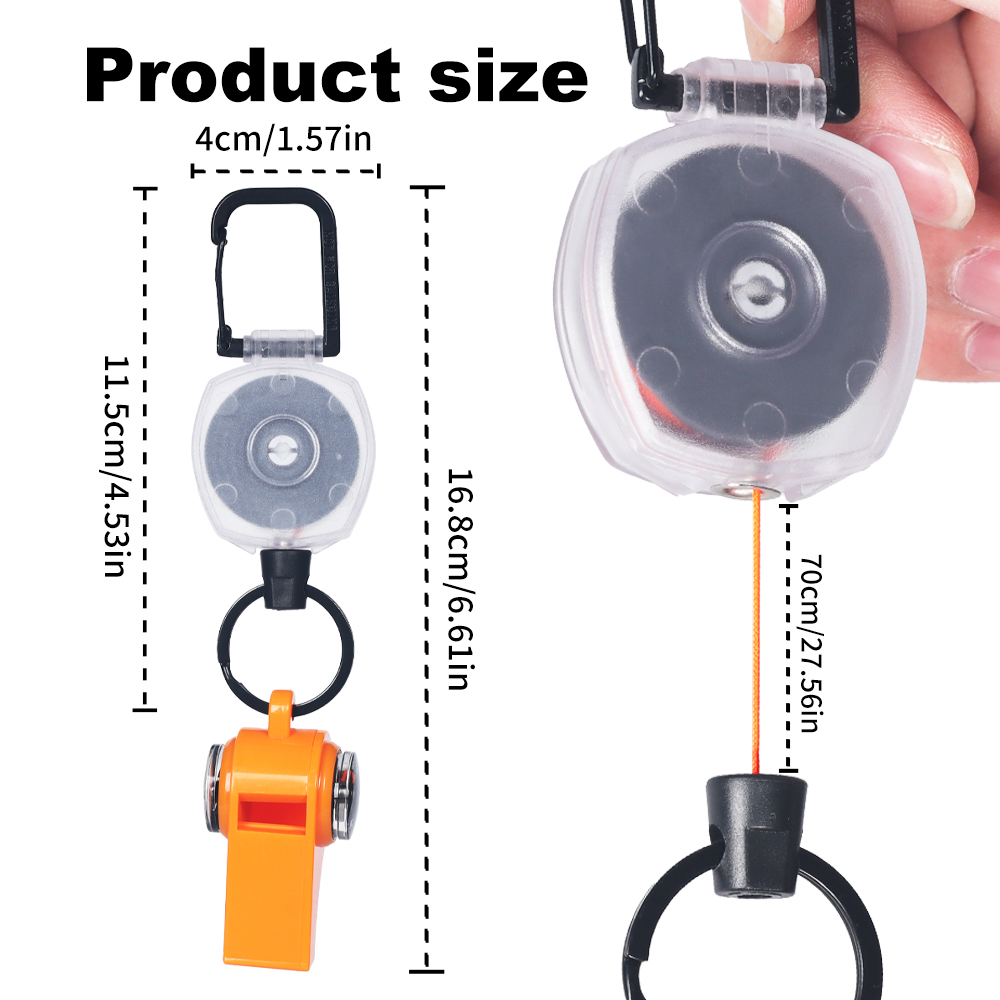 Deyi Badge Reel Sturdy And Durable Key Chain Steels Retractable Cord Key Ring Orange