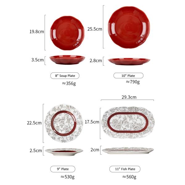 Mothers Day Porcelain Dinnerware Sets Under Glazed With Plant Pattern