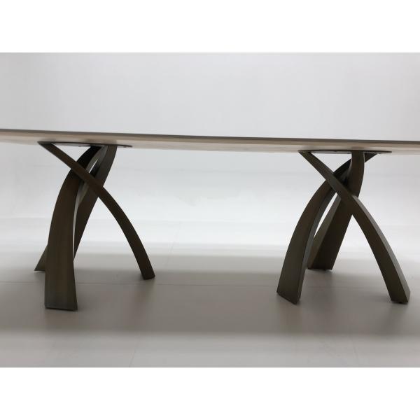 Luxury New Design Metal Dining Room Furniture Italian Ceramic Marble Dining Table Set