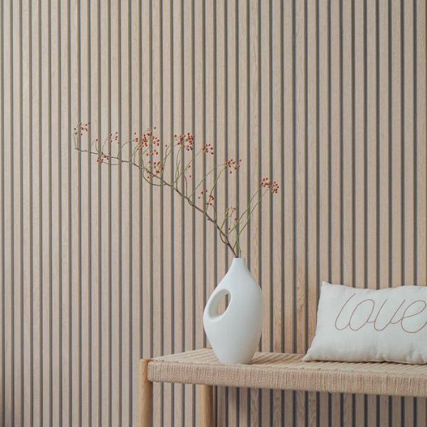 Flameproof Harmless Interior Wood Slat Wall , Lightweight Wooden Slat Board