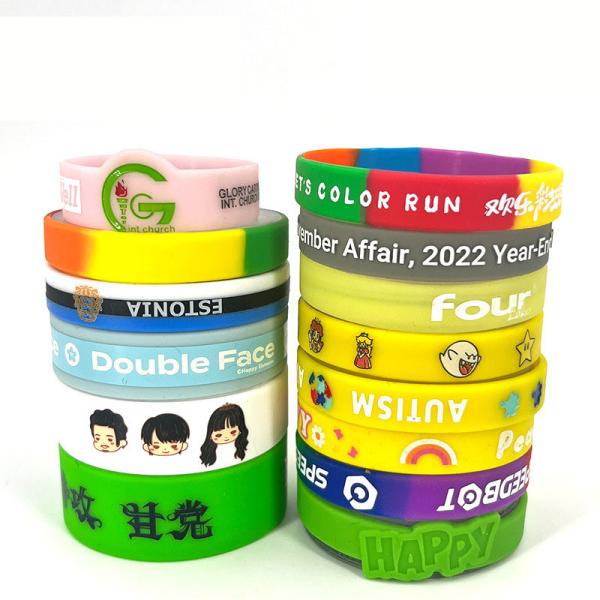 Custom Logo Printed Silicone Wristbands Multi Style night glow Luminous Silicone Bands For Promotion And Advertising
