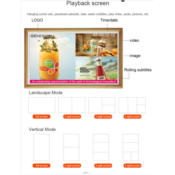 32inch Artistic Design Wall Mount Screen Digital Display In Wooden Frame Feature