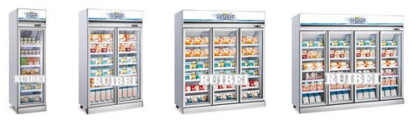 Electric heating glass door vertical supermarket display freezer for ice cream and frozen food 2
