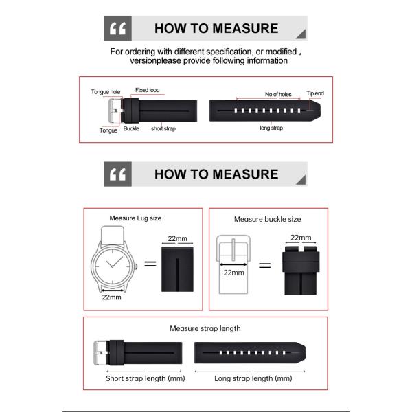 Waterproof TPU Wrist Rubber Watch Strap 22mm Size Quick Release