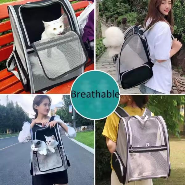 Semi Circle Pet Backpack Carriers Extendable Collapsible Cat Carriers OEM With Safety Straps