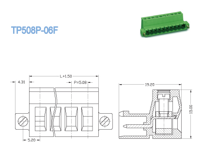 Plug - in Terminal Block Pitch 5.08mm Plug Male 300V 18A 2P - 20P Pluggable Terminal Block