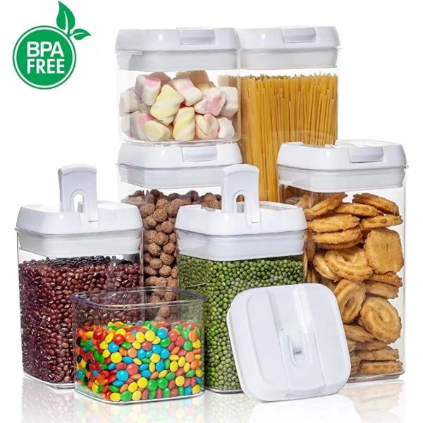 7 Pieces BPA Free Airtight Food Storage Containers Plastic Cereal Containers with Easy Lock Lids