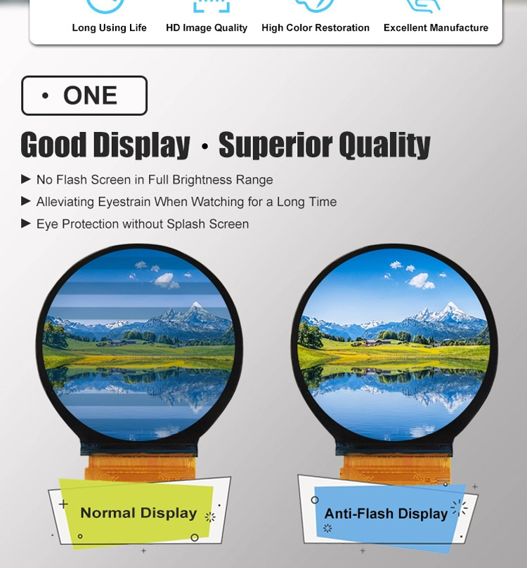 Mipi RGB Interface 3.3Volt IPS Circular Tft Display