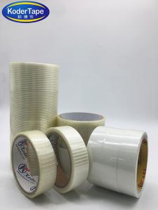 China Heat Resistant PET Fiberglass Mesh Double Sided 500m Filament Strapping Tape on sale