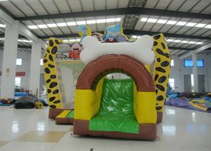 China Hot sale inflatable Stone Age bouncy combo bright colour inflatable stone age jumping house with protection net on sale on sale