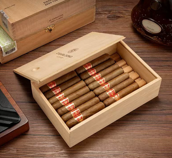 Pine cigar box rectangular with lid tobacco packaging wooden color multi moisturizing pack cigar boxes