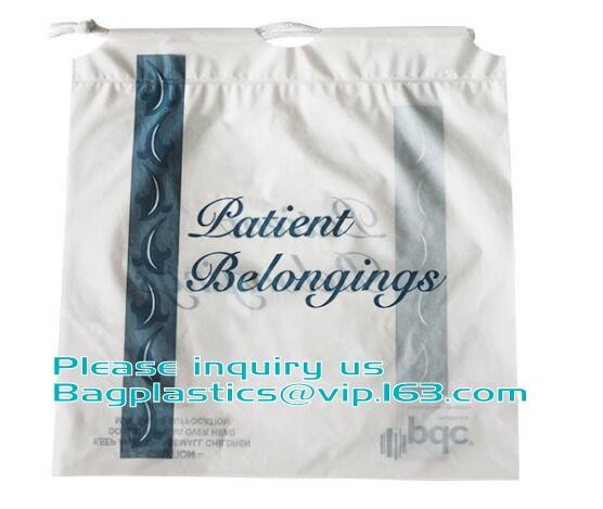Biodegradable LDPE material hotel laundry garment poly bag on roll,Packaging poly laundry bag with cotton string rope ha