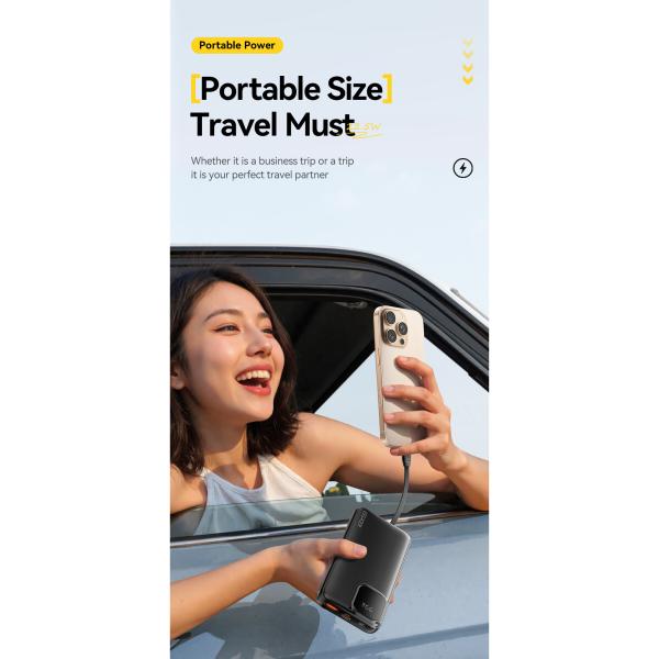 ESSAGER ES-D023 22.5W Digital Portable 20000mAh Power Bank with Cable