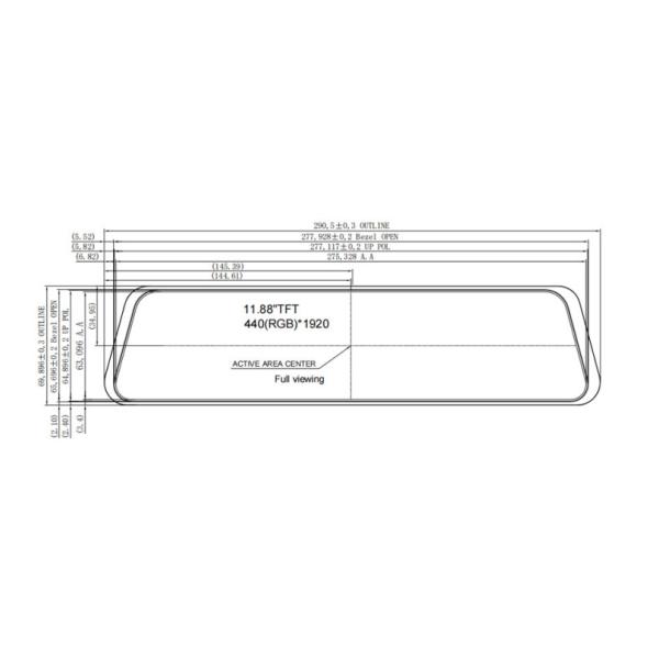 11.9 inch Tft IPS Lcd Display 1920x440 Resolution For Car Rearview Mirror Display