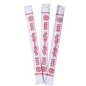 Full Paper Sleeve Individually Wrapped Chopsticks Bamboo Round Twin Chopsticks