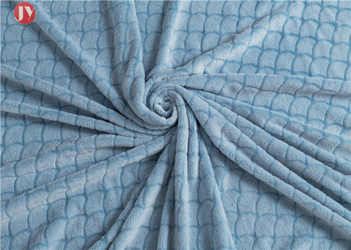 100% Polyester Super Soft Flannel Blanket , Micro Fleece Fish Scales Embossed Blanket