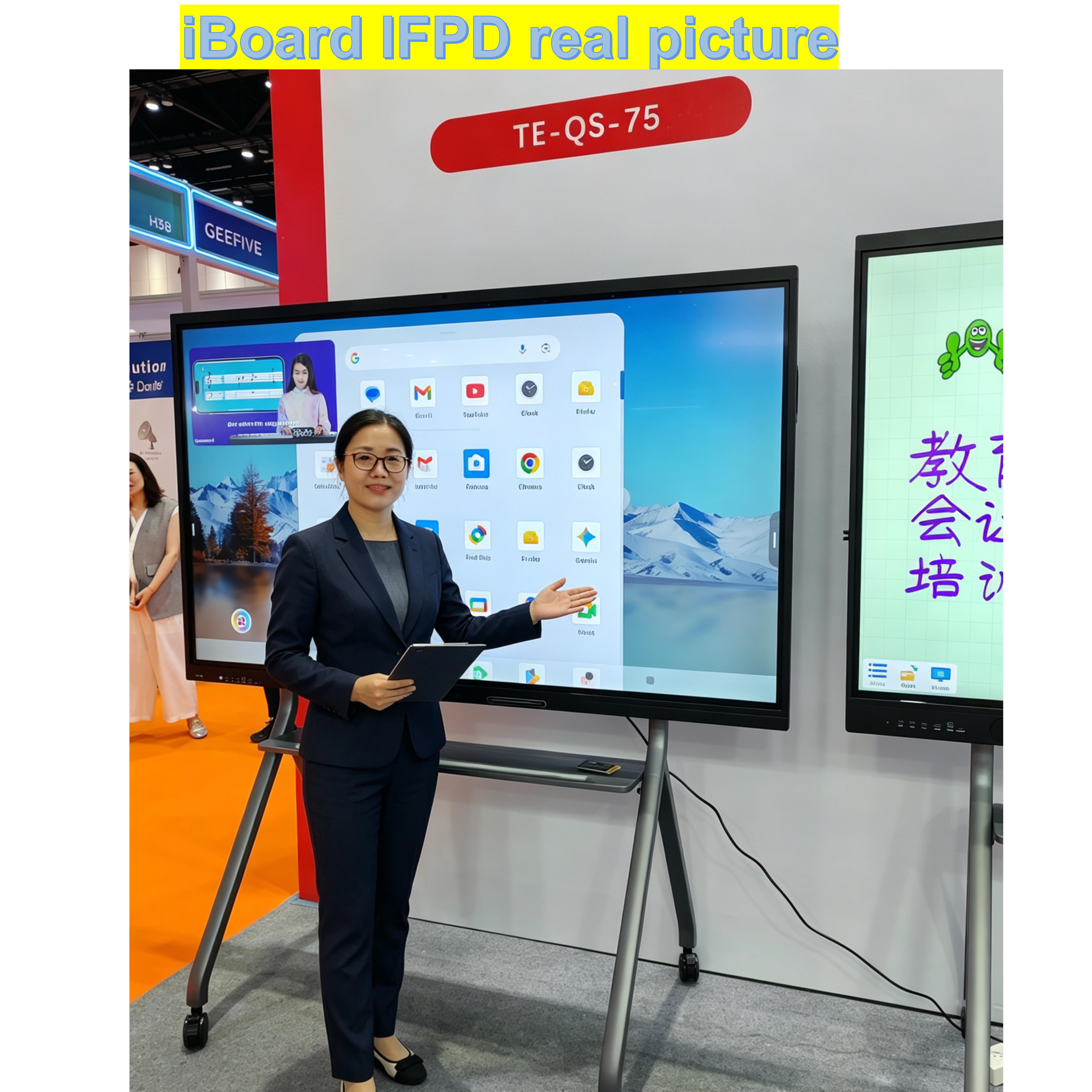 Popular Interactive Flat Panel 65 Inch 4k Resolution Smart Touch with New Android System Equipment for Classroom Office Meeting