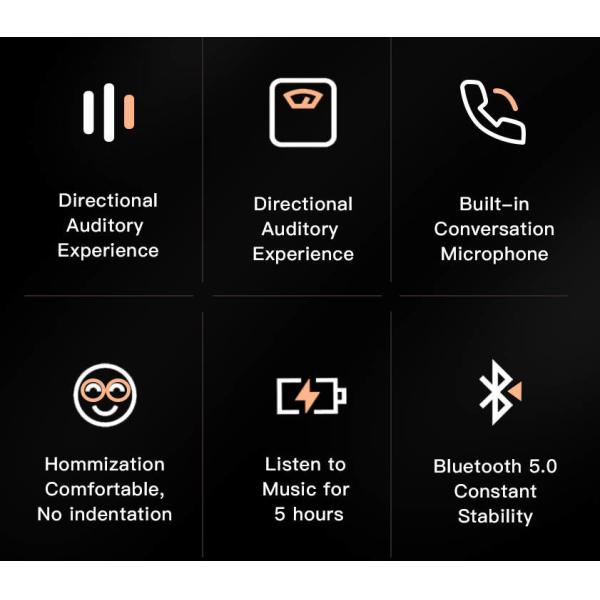 Smart Frames Glasses Bluetooth Sunglasses Directional Auditory Experience Black