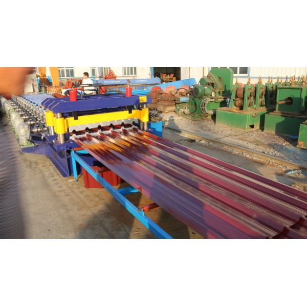 Color Coated Glazed Tile Roll Forming Machine PLC Control With 0.3 - 0.8mm Thickness