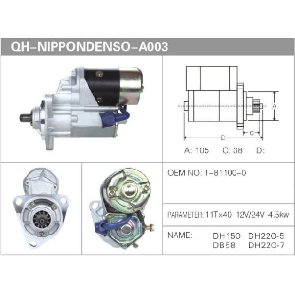 12V 24V Generator Starter Motor 4.5KW For Doosan Excavator DH150 DB58